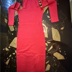 Chic Long Sleeve Red Dress